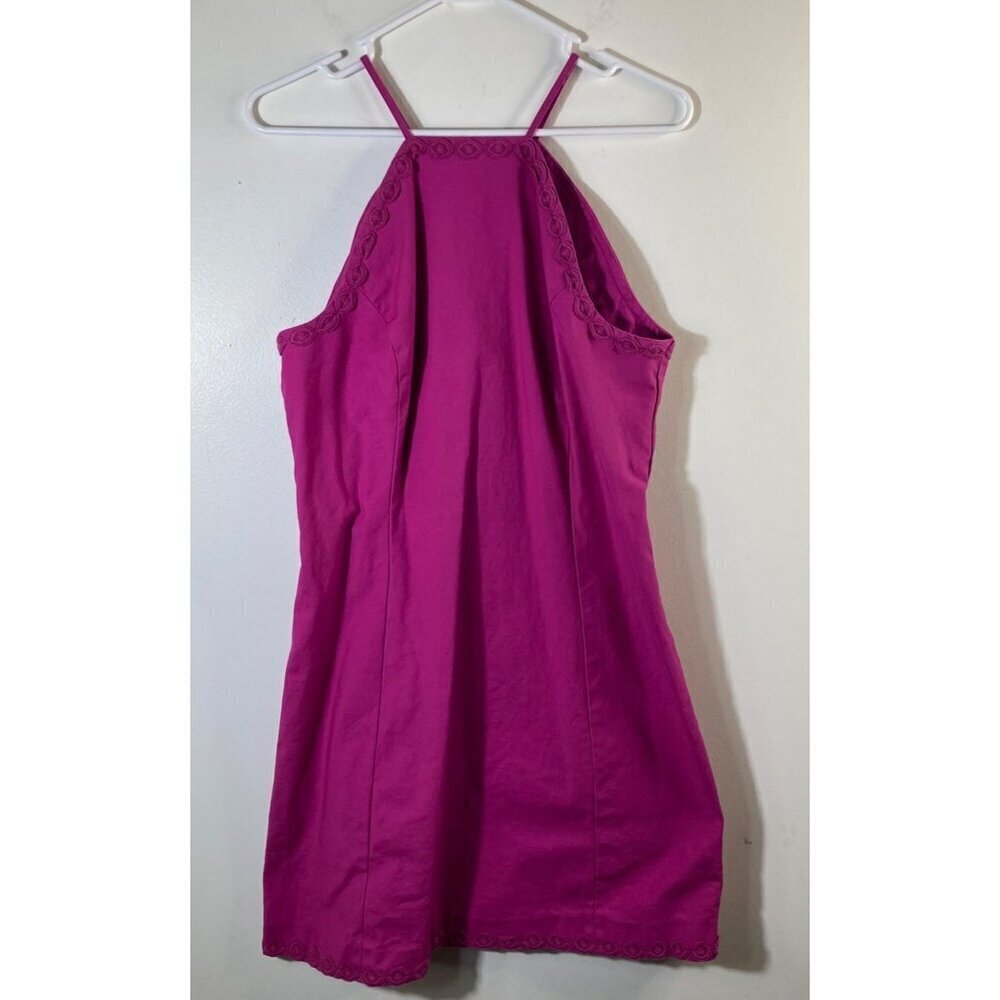 Womens Crown & Ivy Weekend In Lisbon Pink Dress Embroidered 14 Cotton Spandex